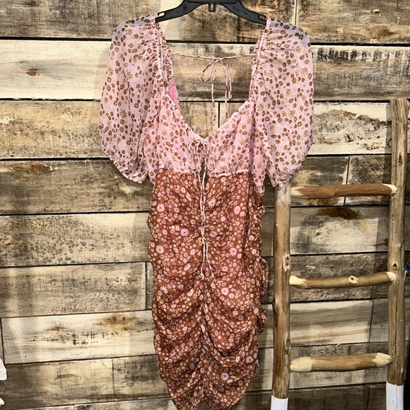 NWOT Free People Tessa Dress Floral Primrose Mini Chiffon Coastal Cowgirl Z544 - Picture 5 of 7